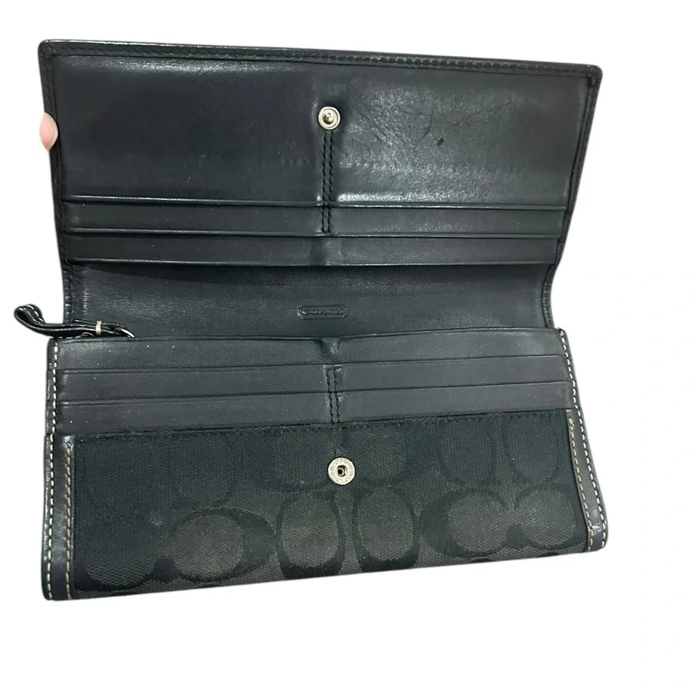 Coach Vintage Y2K black jacquard signature print black wallet